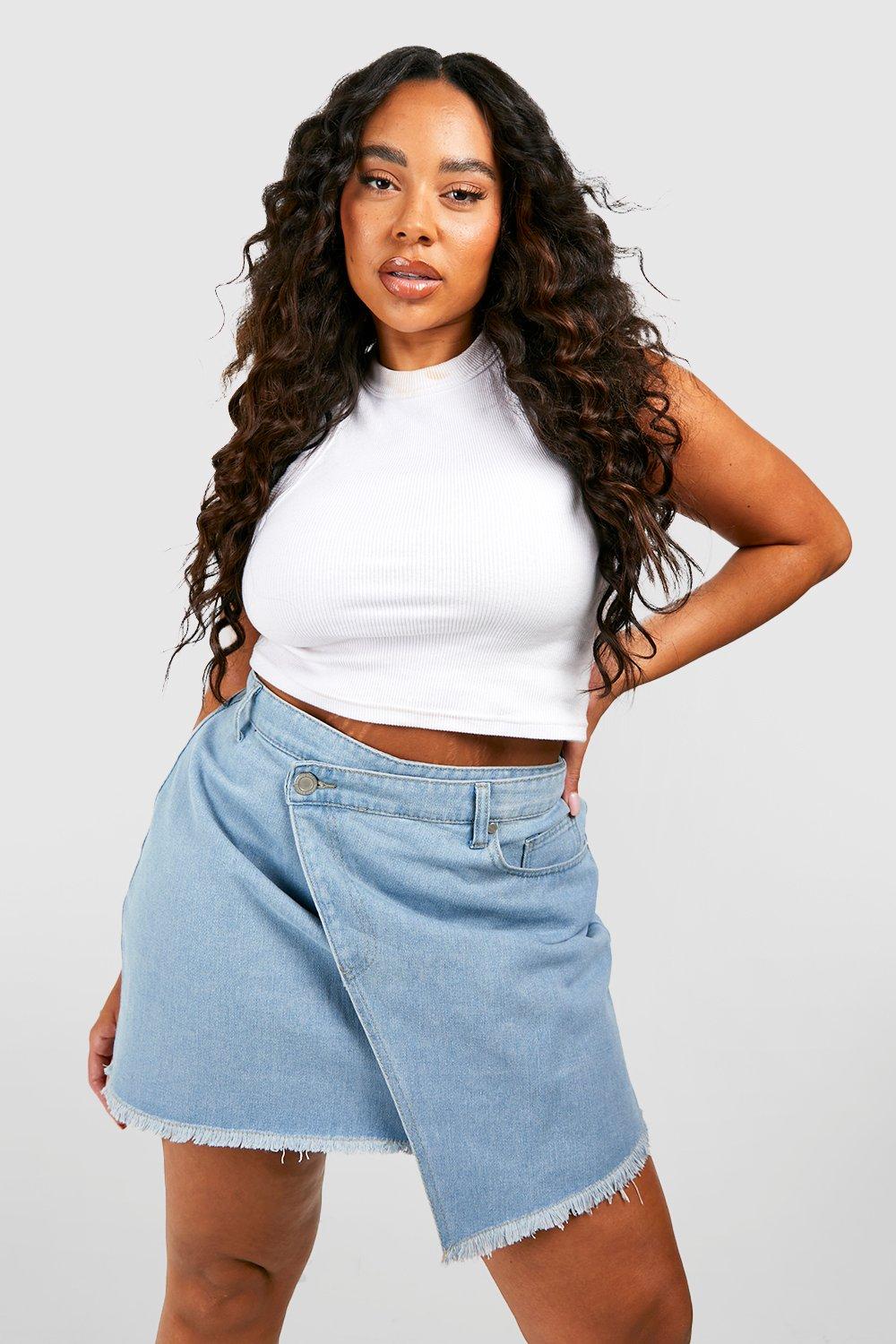 Plus Denim Wrap Skirt boohoo NZ